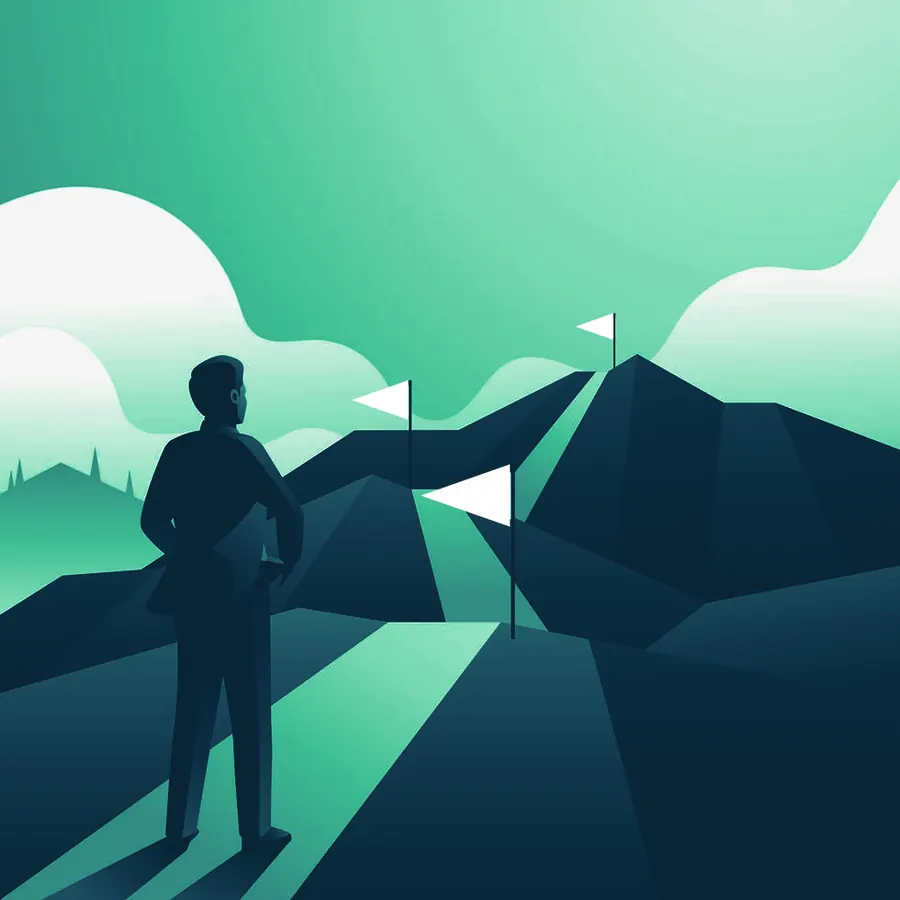 A trader looking out over the route to the summit — the DFC path, stage by stage